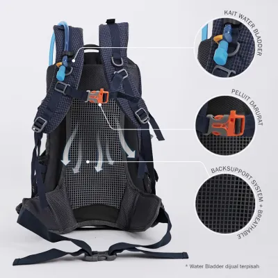 TAS GUNUNG Tas Ransel Gunung Carrier 35L Backsupport Water Resistant Hiking Bag Free Raincover Biru Dongker 2 trim_gunung_elfs_35l_backsupport_bd2