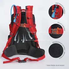 TAS GUNUNG Tas Ransel Gunung Carrier 35L Backsupport Water Resistant Hiking Bag Free Raincover Merah Cabe