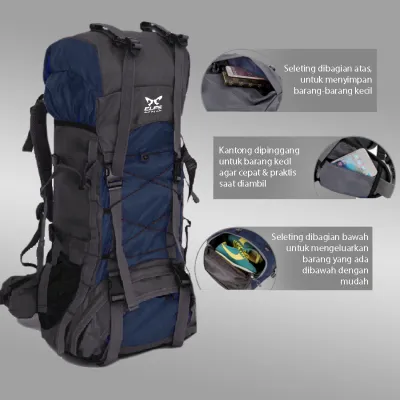 TAS GUNUNG TAS RANSEL GUNUNG CARRIER 60+5L BACKSUPPORT WATER RESISTANT OUTDOOR HIKING BAG FK0008 BIRU DONGKER 5 trim_gunung_water_resistant_60l_elfs_fk00084