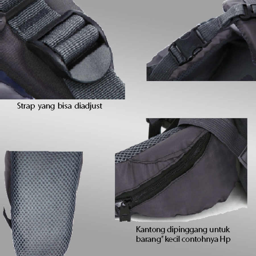 TAS GUNUNG TAS RANSEL GUNUNG CARRIER 60+5L BACKSUPPORT WATER RESISTANT OUTDOOR HIKING BAG FK0008 HIJAU ARMY 7 trim_gunung_water_resistant_60l_elfs_fk00086