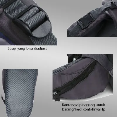 TAS GUNUNG TAS RANSEL GUNUNG CARRIER 60+5L BACKSUPPORT WATER RESISTANT OUTDOOR HIKING BAG FK0008 HIJAU ARMY 7 trim_gunung_water_resistant_60l_elfs_fk00086