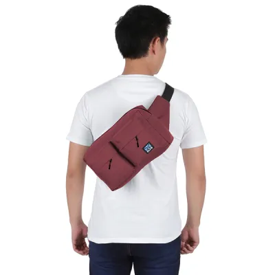 TAS PINGGANG TAS PINGGANG SELEMPANG WAISTBAG POCKET MAROON 1 trm_2_pocket_simple_mo0