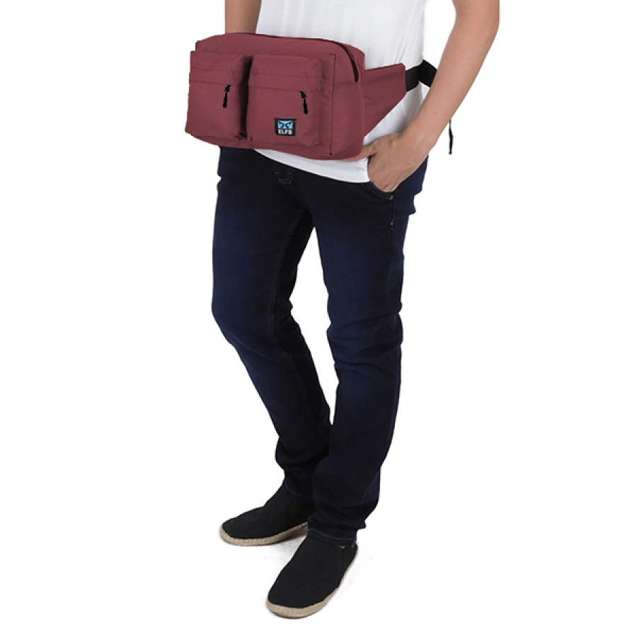 TAS PINGGANG TAS PINGGANG SELEMPANG WAISTBAG POCKET MAROON 2 trm_2_pocket_simple_mo1