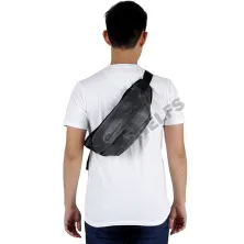 TAS PINGGANG Tas Pinggang Selempang Waistbag Leather 7804 Abu Tua