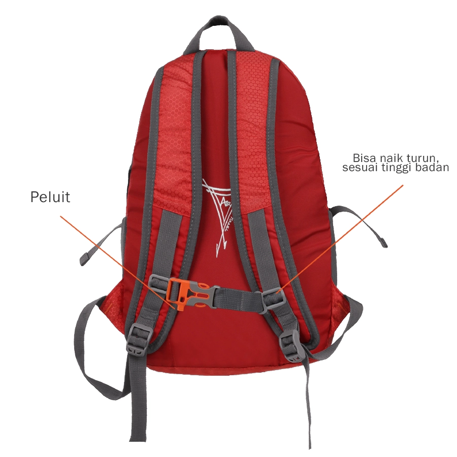 TAS GUNUNG ELFS - TAS RANSEL DAYPACK 20L WATER RESISTANT DENGAN PLUIT 322 MERAH CABE 3 trm_ransel_25l_322_mc2