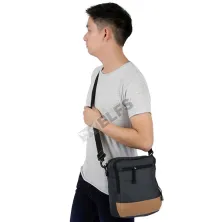 TAS SELEMPANG KECIL Tas Selempang Sling Bag Canvas Leather Abu Tua