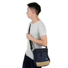 TAS SELEMPANG KECIL Tas Selempang Sling Bag Canvas Leather Biru Tua