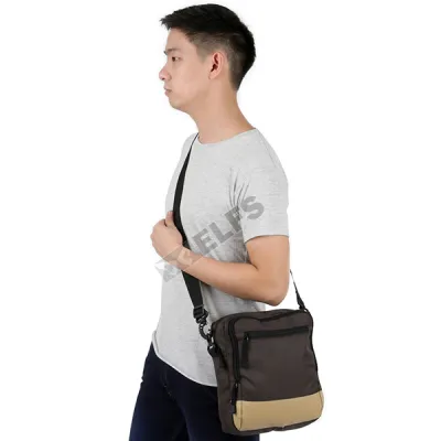 TAS SELEMPANG KECIL Tas Selempang Sling Bag Canvas Leather Coklat Tua 2 trm_selempang_canvas_leather_ct_0