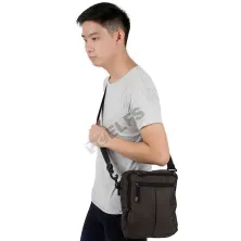 TAS SELEMPANG KECIL Tas Selempang Sling Bag Canvas Simple Coklat Tua