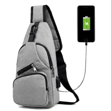 TAS PUNDAK TAS SELEMPANG USB PORT CHARGER SMART CROSSBODY SLING BAG ABU MUDA