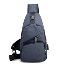 TAS PUNDAK TAS SELEMPANG USB PORT CHARGER SMART CROSSBODY SLING BAG BIRU DONGKER 