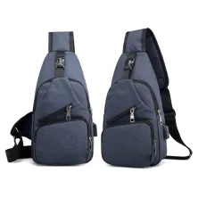 TAS PUNDAK TAS SELEMPANG USB PORT CHARGER SMART CROSSBODY SLING BAG BIRU DONGKER 