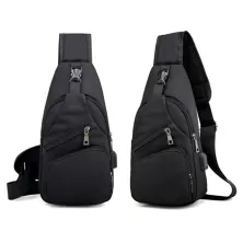 TAS PUNDAK TAS SELEMPANG USB PORT CHARGER SMART CROSSBODY SLING BAG HITAM 