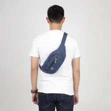 TAS PINGGANG Tas Pinggang Selempang Canvas Waist Bag 820 Biru Dongker