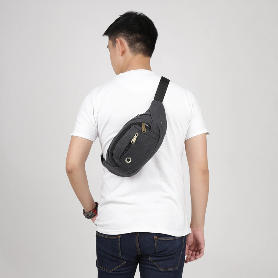 TAS PINGGANG Tas Pinggang Selempang Canvas Waist Bag 820 Hitam 1 trm_waist_canvas_820_hx0