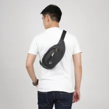 TAS PINGGANG Tas Pinggang Selempang Canvas Waist Bag 820 Hitam