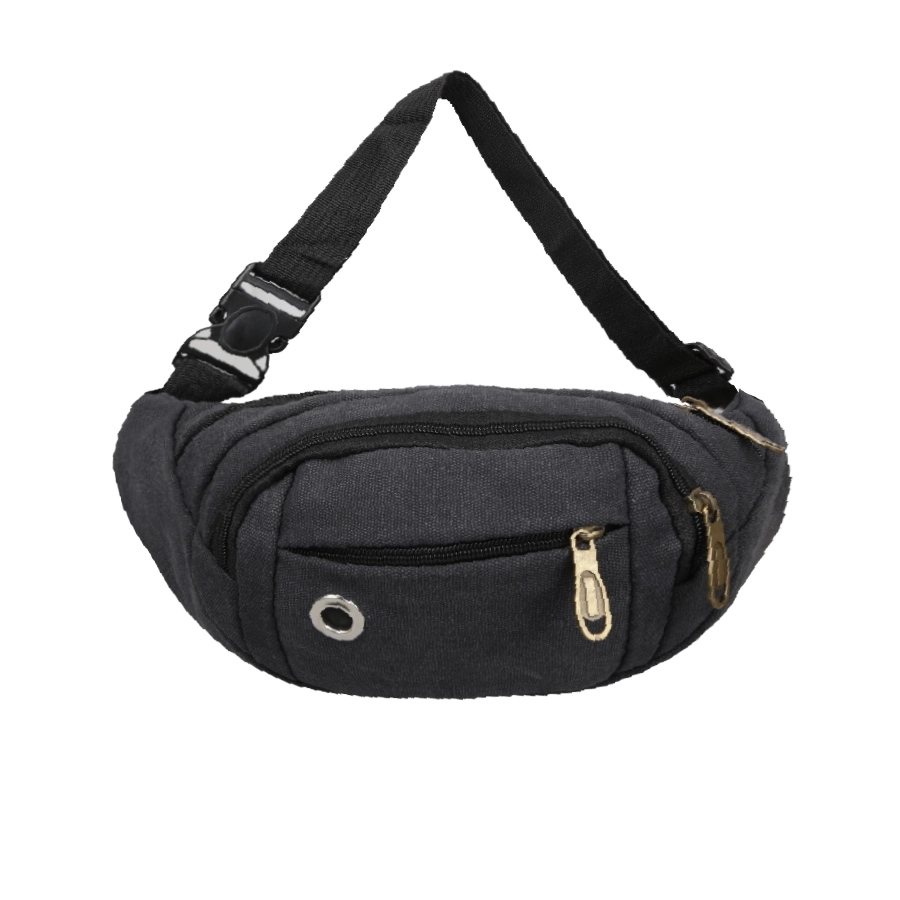 TAS PINGGANG Tas Pinggang Selempang Canvas Waist Bag 820 Hitam 3 trm_waist_canvas_820_hx2