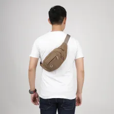 TAS PINGGANG Tas Pinggang Selempang Canvas Waist Bag 820 Khaki