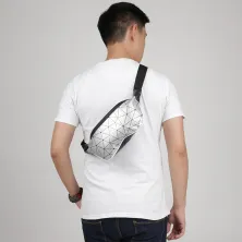 TAS PINGGANG Tas Pinggang Selempang Geometris Waterproof Waist Bag 818 Silver