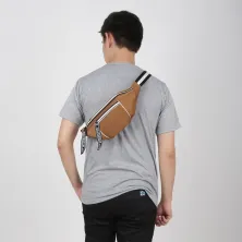 TAS SELEMPANG KECIL Tas Pinggang Selempang Nylon Korea Swag Waist Bag 02 Coklat tua