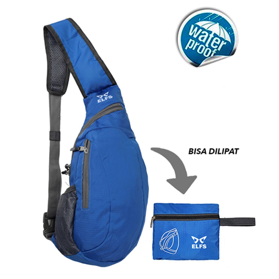 SLING BAG Tas Selempang Lipat Anti Air Foldable Water Resistant Slingbag 1AX802 ELFS Biru Tua 1 trm_waterproof_lipat_elfs_1ax802_bt_0