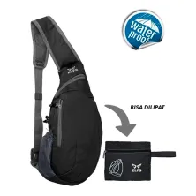 SLING BAG Tas Selempang Lipat Anti Air Foldable Water Resistant Slingbag 1AX802 ELFS Hitam