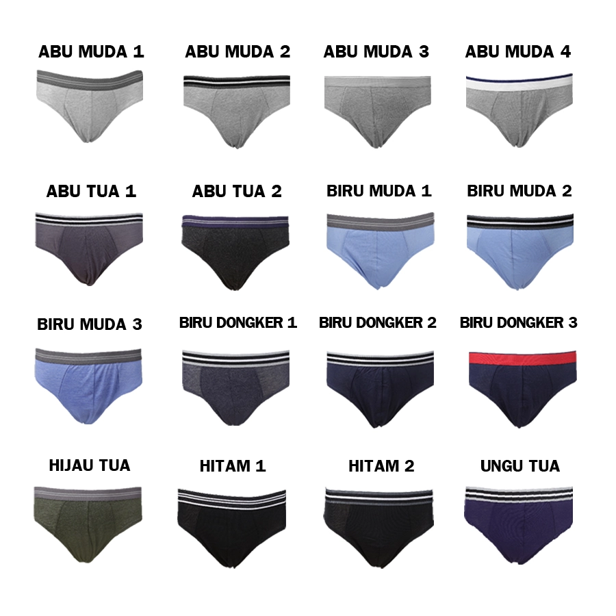 CELANA DALAM Briefs Katun Pria Import List Celana Dalam CD Kolor 3pcs Mix 2 uk_briefs_import_list_3pcs_mx1