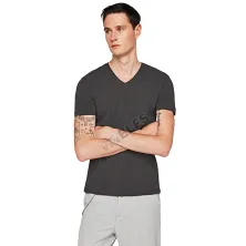 KAOS POLOS Vneck Pria Katun Tshirt Combed 20S Slimfit Basic Abu Tua