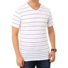 KAOS POLOS Vneck Pria Spandek Tshirt Transparant Kombinasi Putih