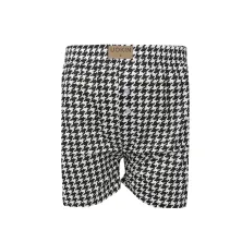 BOXER MOTIF Elfs  Boxer Katun Pria Import Motif Fashion Celana Dalam Pendek Stretch Santai Houndstooth Hitam