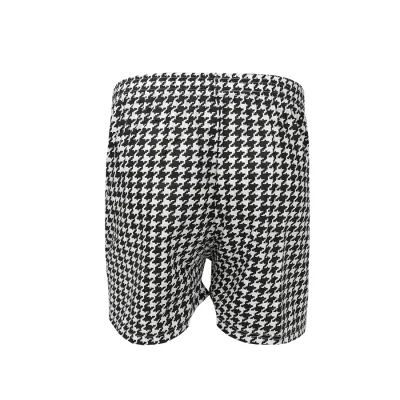 BOXER MOTIF Elfs - Boxer Katun Pria Import Motif Fashion Celana Dalam Pendek Stretch Santai Houndstooth Hitam 2 xk_boxer_import_motif_houndstooth_hx1