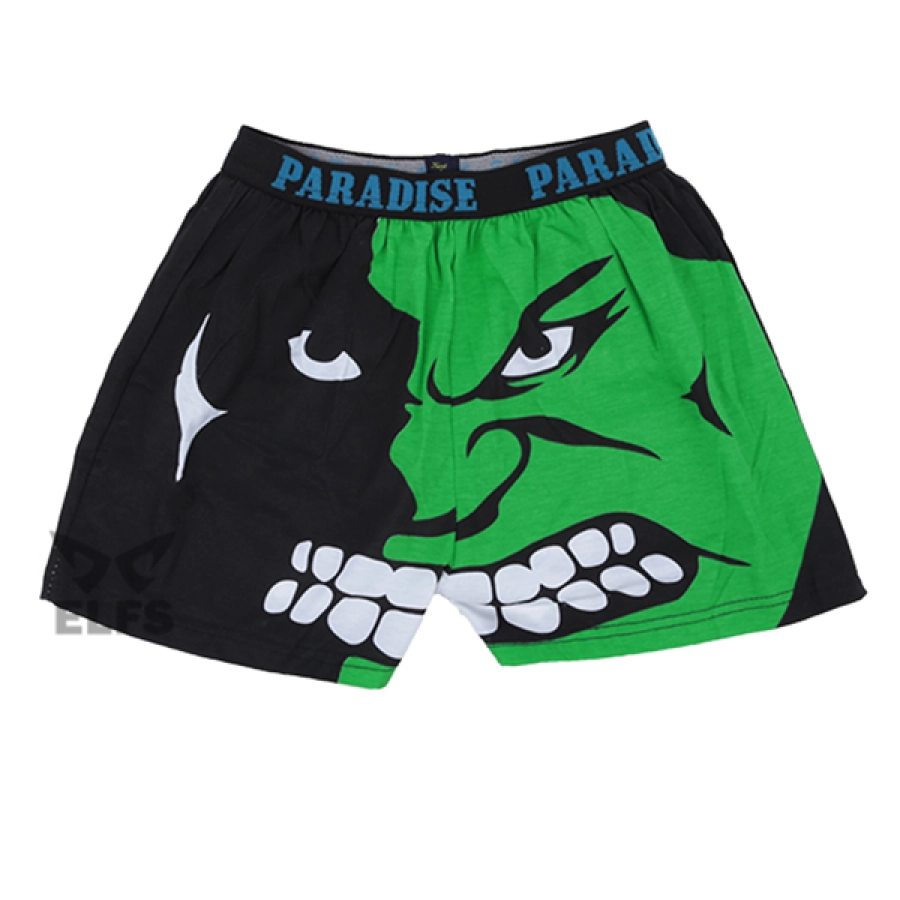 BOXER MOTIF Boxer Pria Dewasa Celana Dalam Santai Hulk Face Hijau Tua 3 xk_hulk_face_it_2