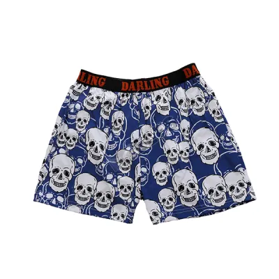 BOXER MOTIF Boxer Pria Dewasa Celana Dalam Santai Skull Pattern Biru Dongker 3 xk_skull_pattern_bd_2