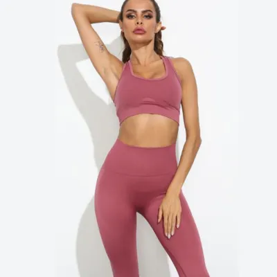 CELANA TRAINING PANJANG Setelan olahraga wanita Sports Bra + Legging Yoga Gym Fitness Zumba Magenta 3 yoga_set_mg2