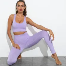 CELANA TRAINING PANJANG SETELAN OLAHRAGA WANITA SPORTS BRA  LEGGING YOGA GYM FITNESS ZUMBA UNGU PASTEL